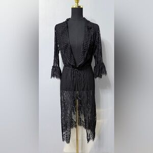 Chic Black Lace Swim Cover (kimono) strap waist